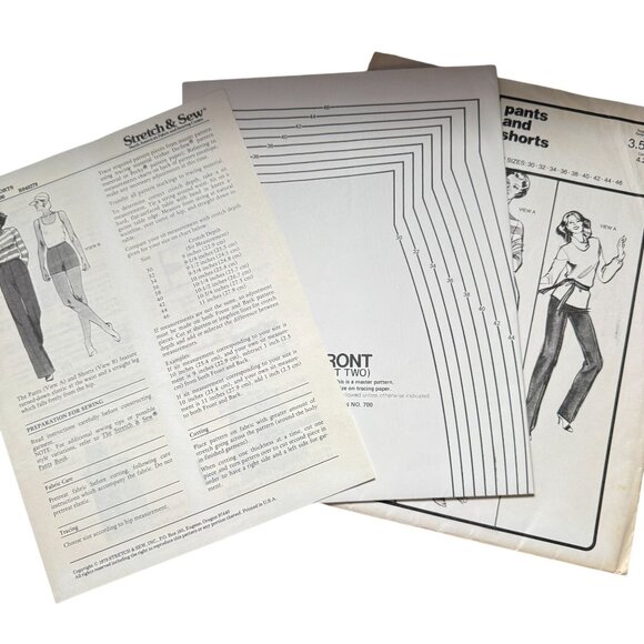 Vtg 70s Stretch & Sew Sew Pattern1505 Dress Blouse/ 700 Pants Shorts Bust UNCUT - Picture 5 of 16